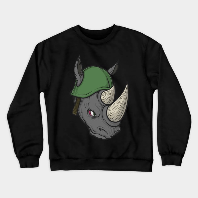 Rhino Warrior Crewneck Sweatshirt by JCoulterArtist